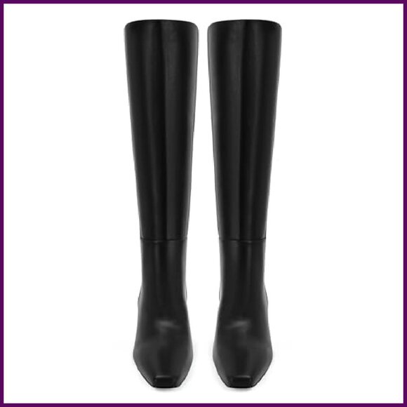 Knee High Boots Low Kitten Heel Square Toe Pull On Winter Fashion - Picture 7 of 8